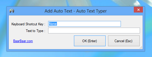 Screenshot of the Add New Text screen of Auto Text Typer